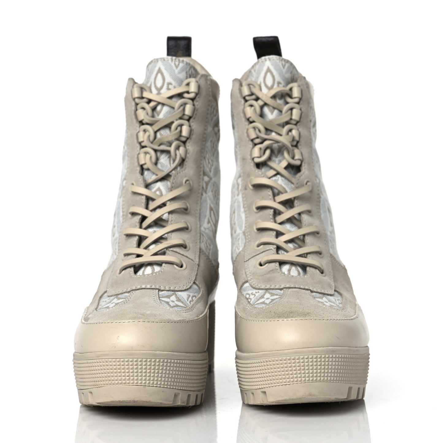 Suede Calfskin Jacquard Since 1854 Laureate Platform Desert Boots 39.5 Beige