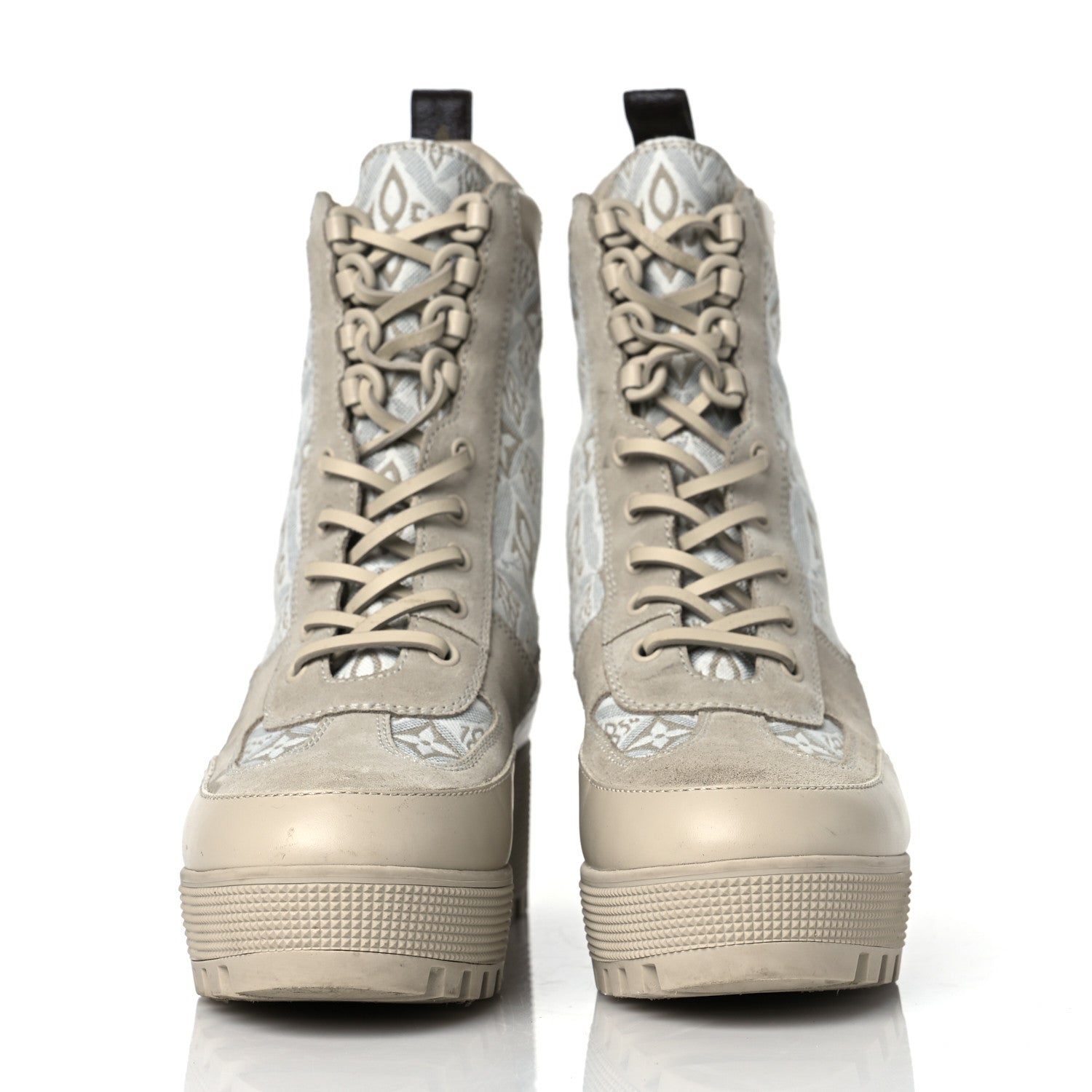 Louis Vuitton Suede Calfskin Jacquard Since 1854 Laureate Platform Desert Boots 39.5 Beige 2 of 7