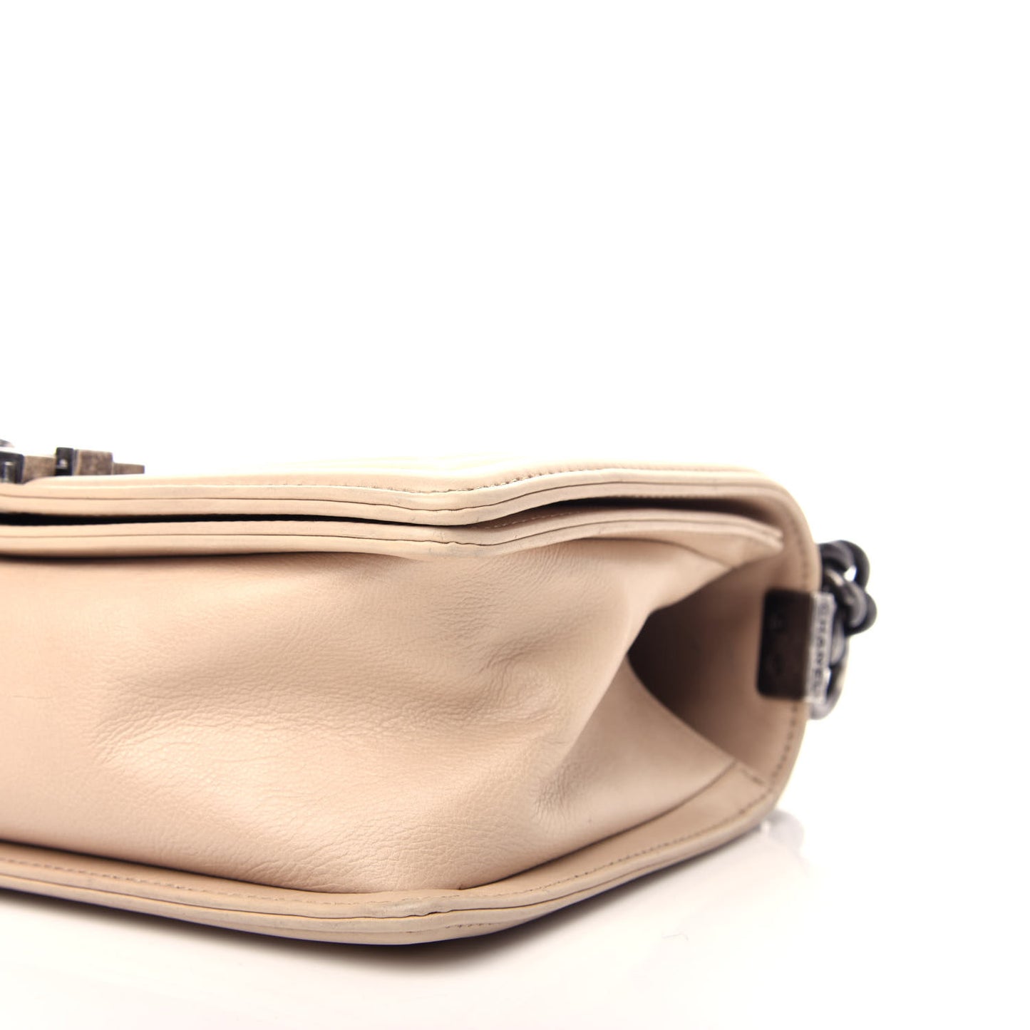 Calfskin Quilted Double Stitch Medium Boy Flap Beige