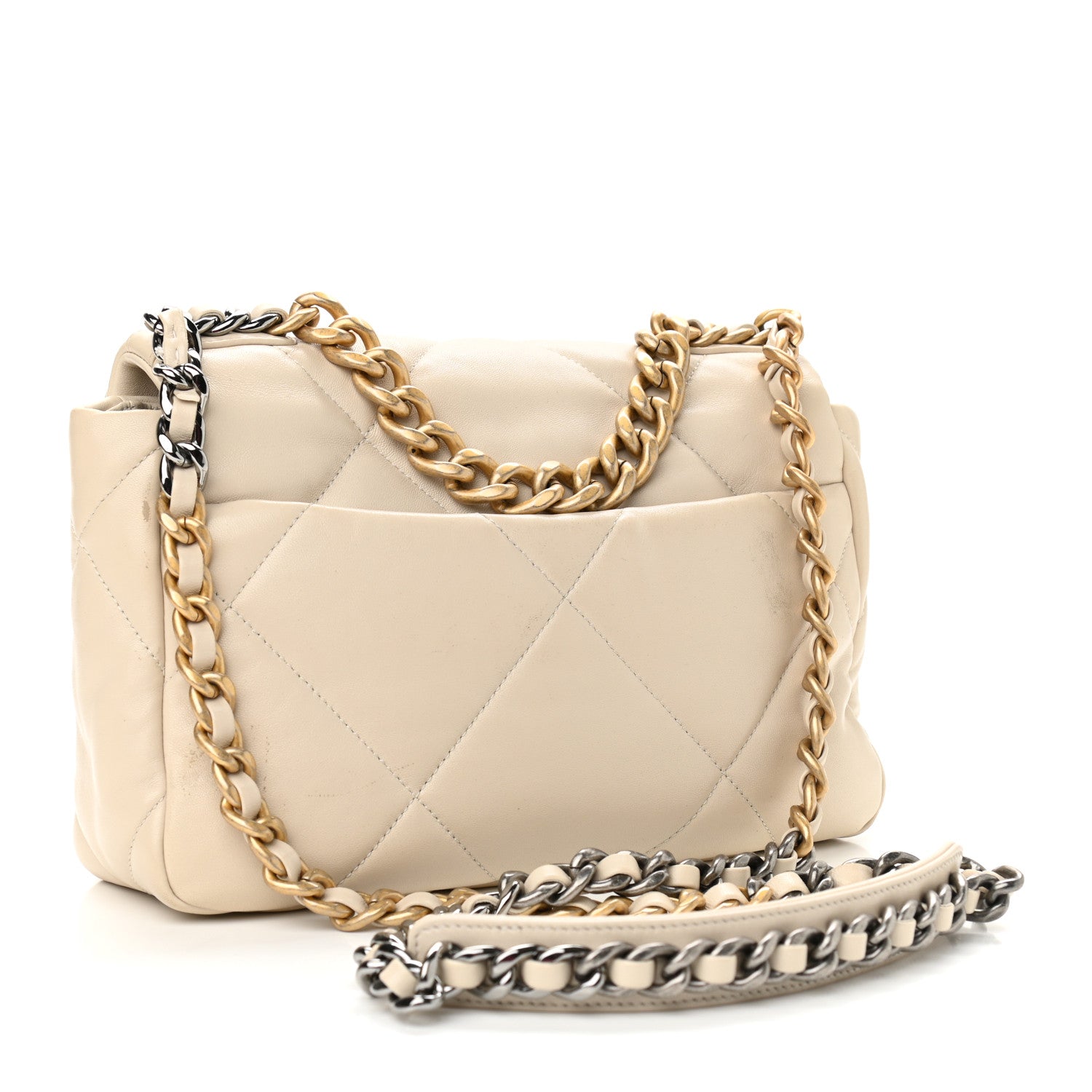 Chanel Lambskin Quilted Medium Chanel 19 Flap Light Beige 3 of 13