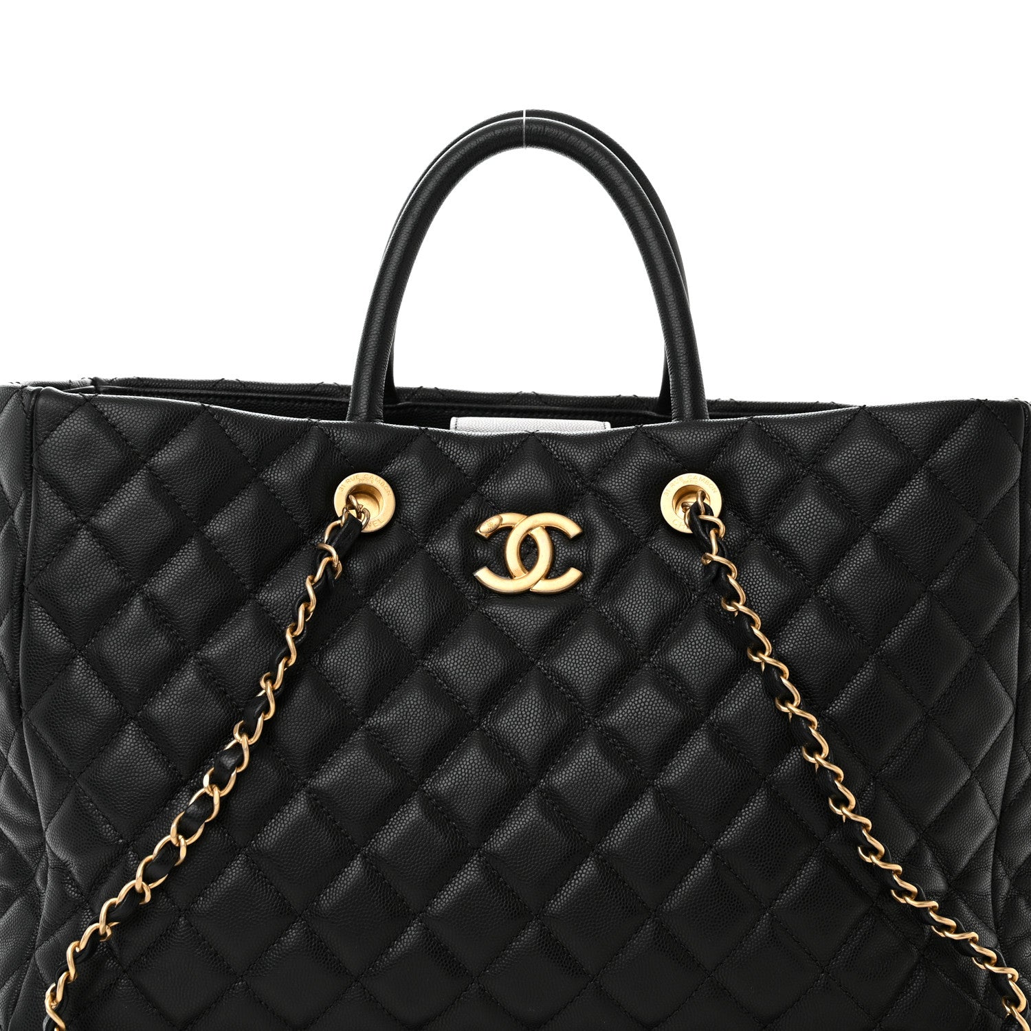 Chanel Caviar Quilted Large Coco Handle Shopping Tote Black 8 of 14