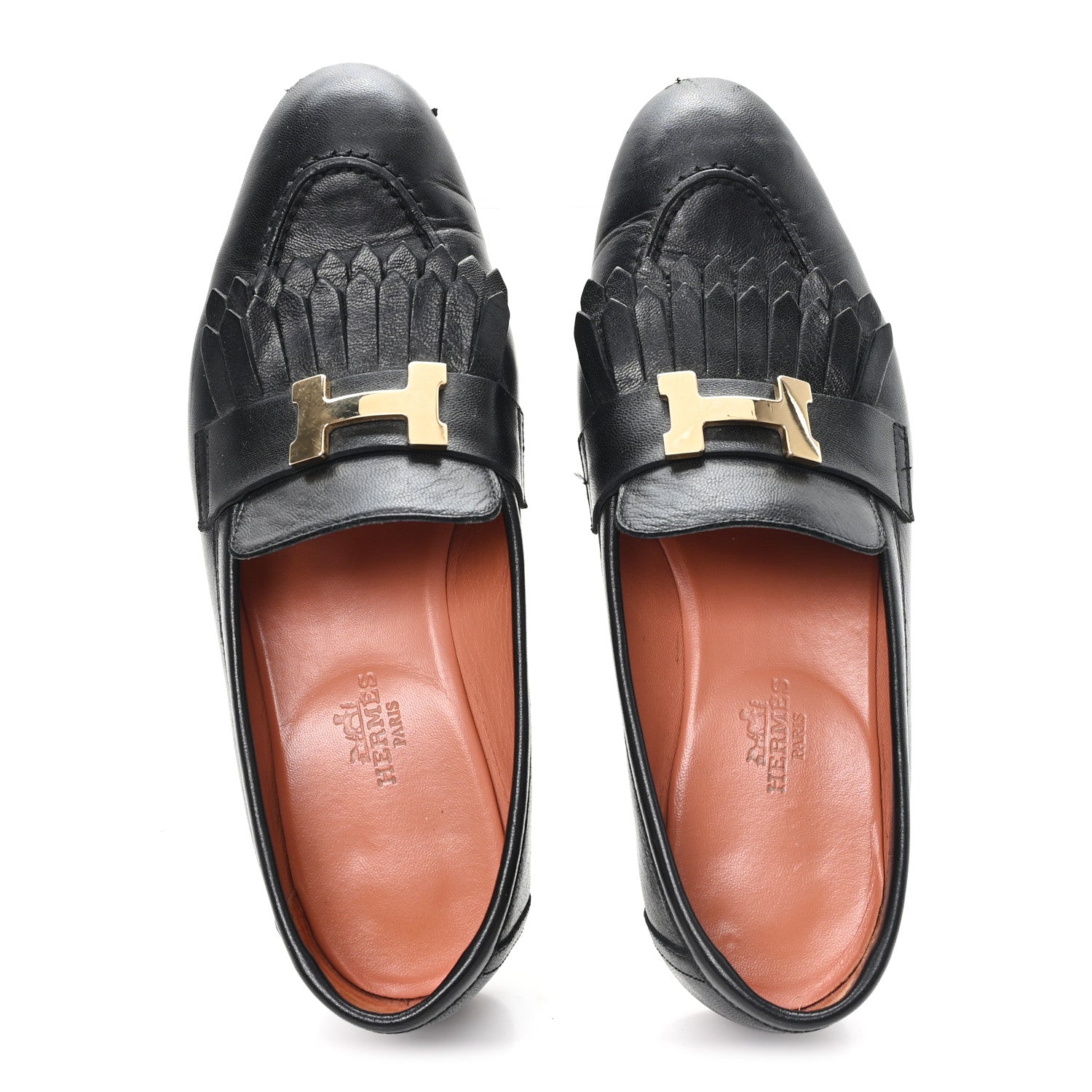 Hermes Goatskin Womens Royal Loafers 36 Black 2 of 12