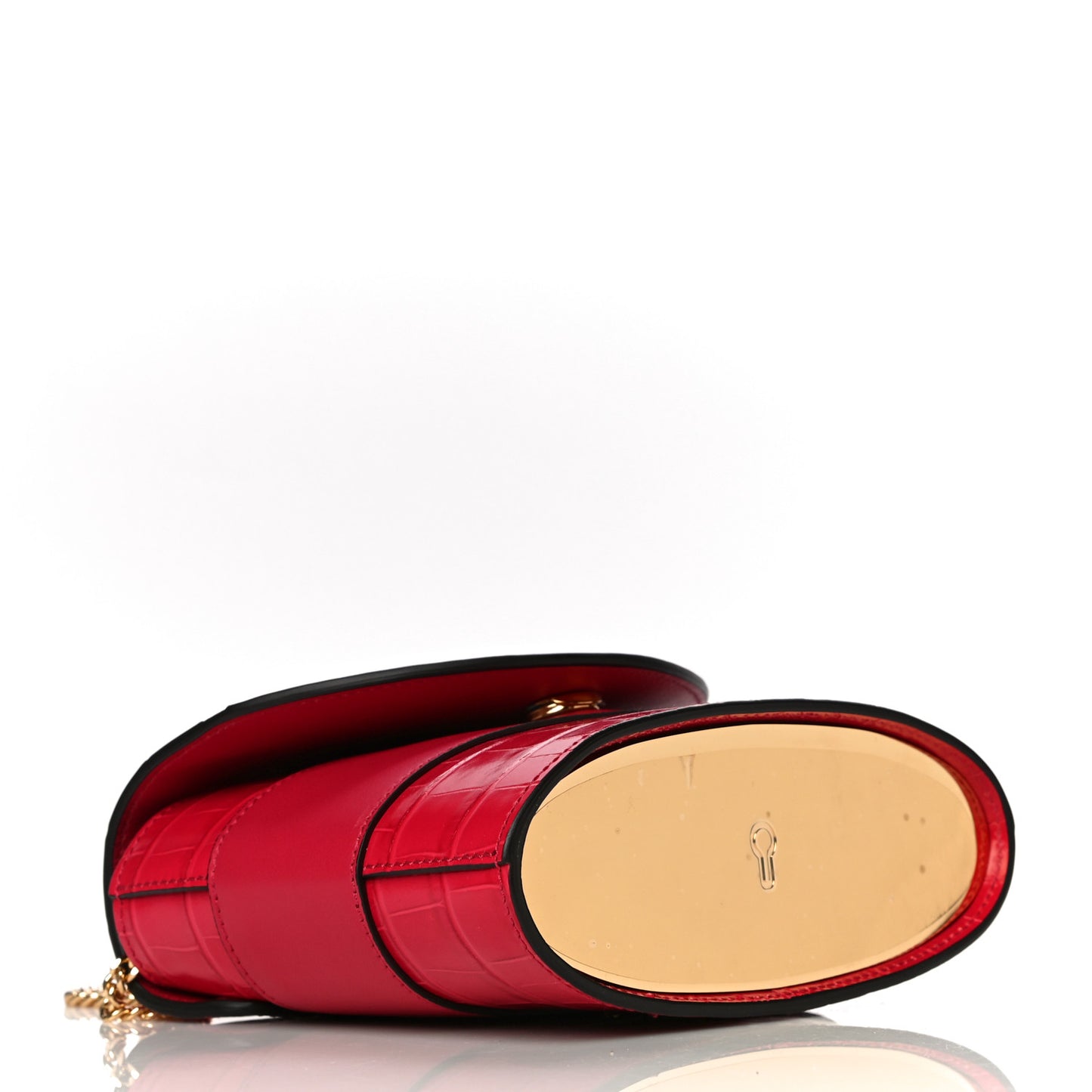 Calfskin Crocodile Embossed Small Aby Lock Dusky Red