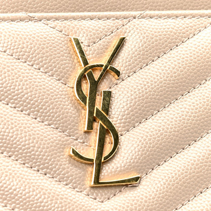 Saint Laurent Grain De Poudre Chevron Monogram Bill Pouch Dune 6 of 6
