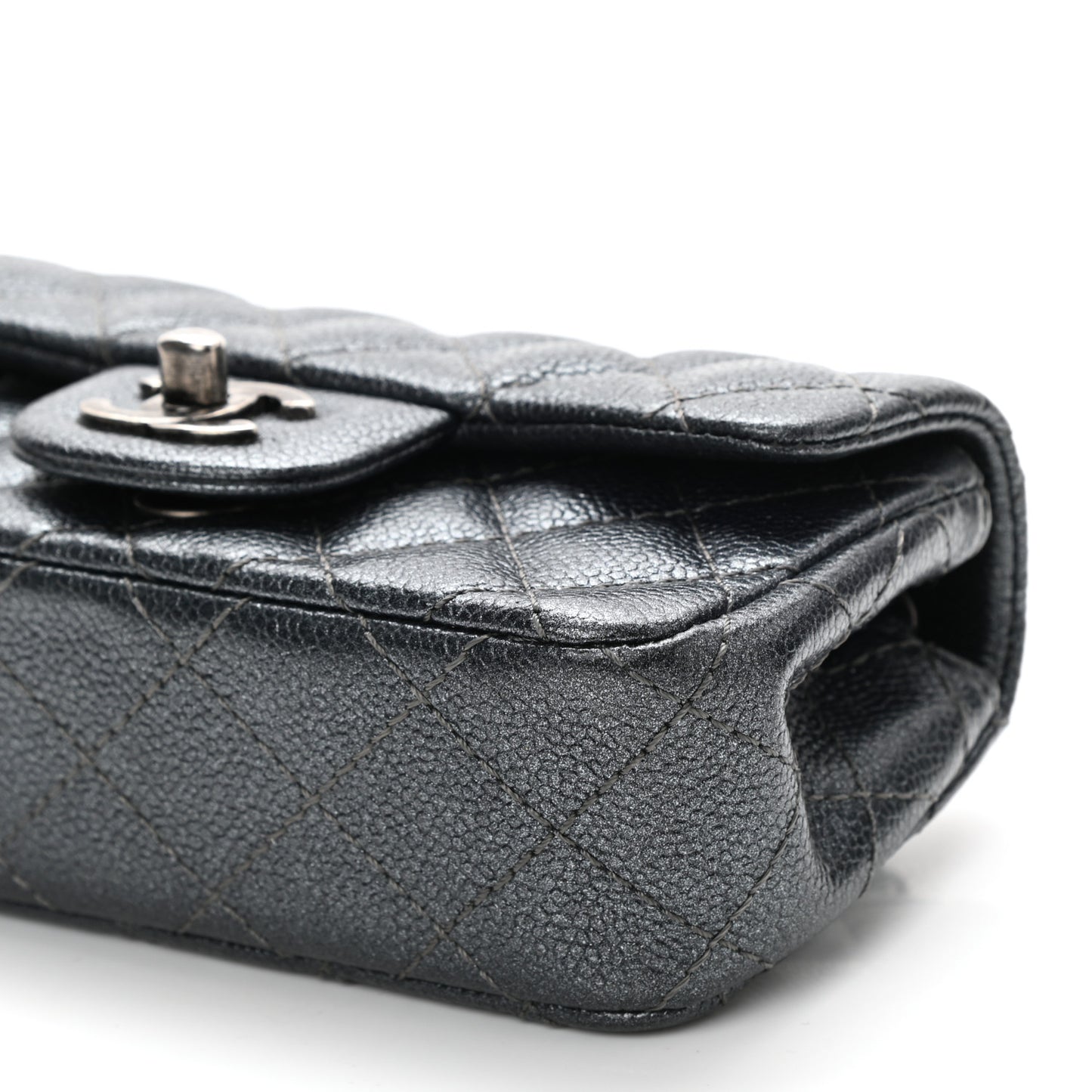 Metallic Caviar Quilted Extra Mini Flap Charcoal