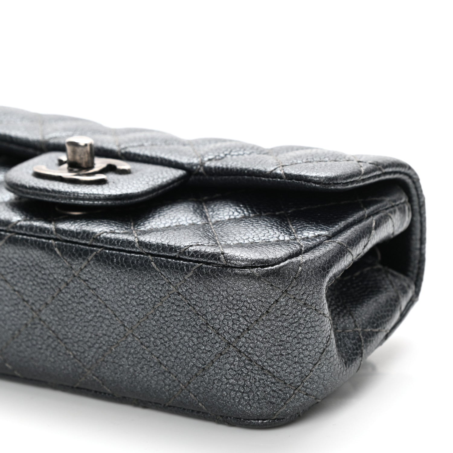 Chanel Metallic Caviar Quilted Extra Mini Flap Charcoal 10 of 11