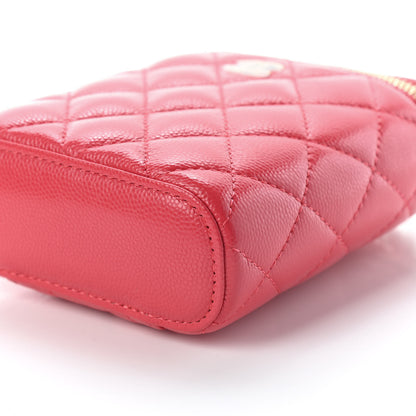 Chanel Caviar Quilted Small Vertical Coco Beauty Vanity Case With Chain Red 9 of 9
