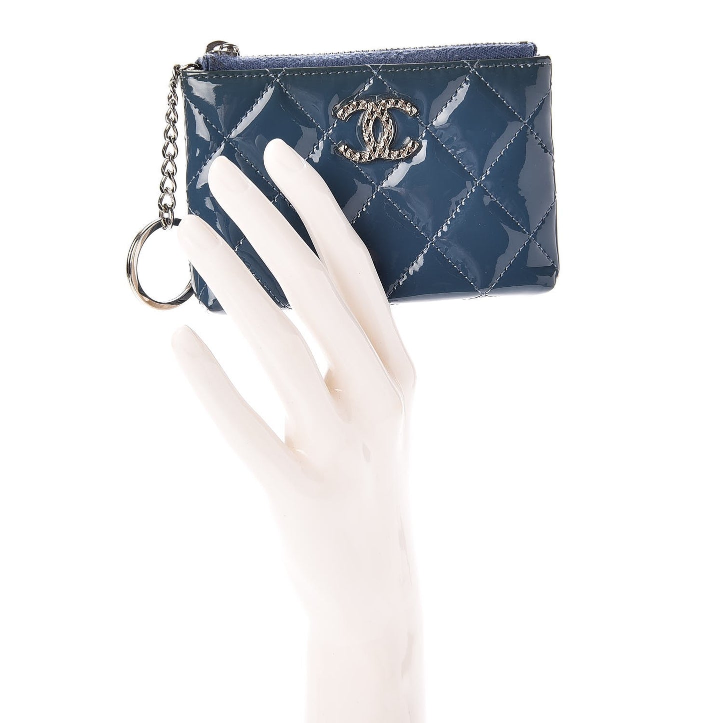 Patent Quilted Brilliant Key Holder Case Royal Blue