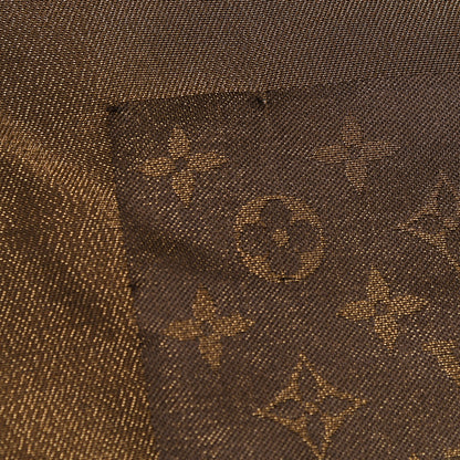 Louis Vuitton Silk Lurex Wool Monogram Shine Shawl Brown 5 of 5