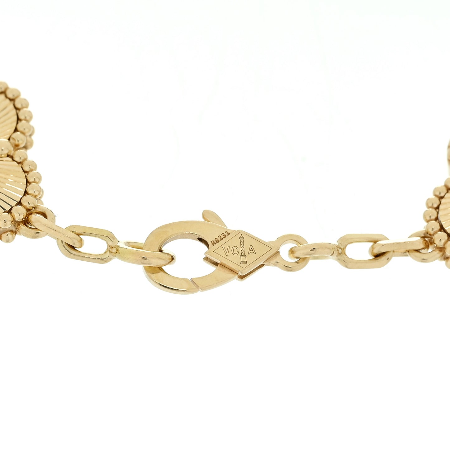 18K Yellow Gold 5 Motifs Guilloche Vintage Alhambra Bracelet