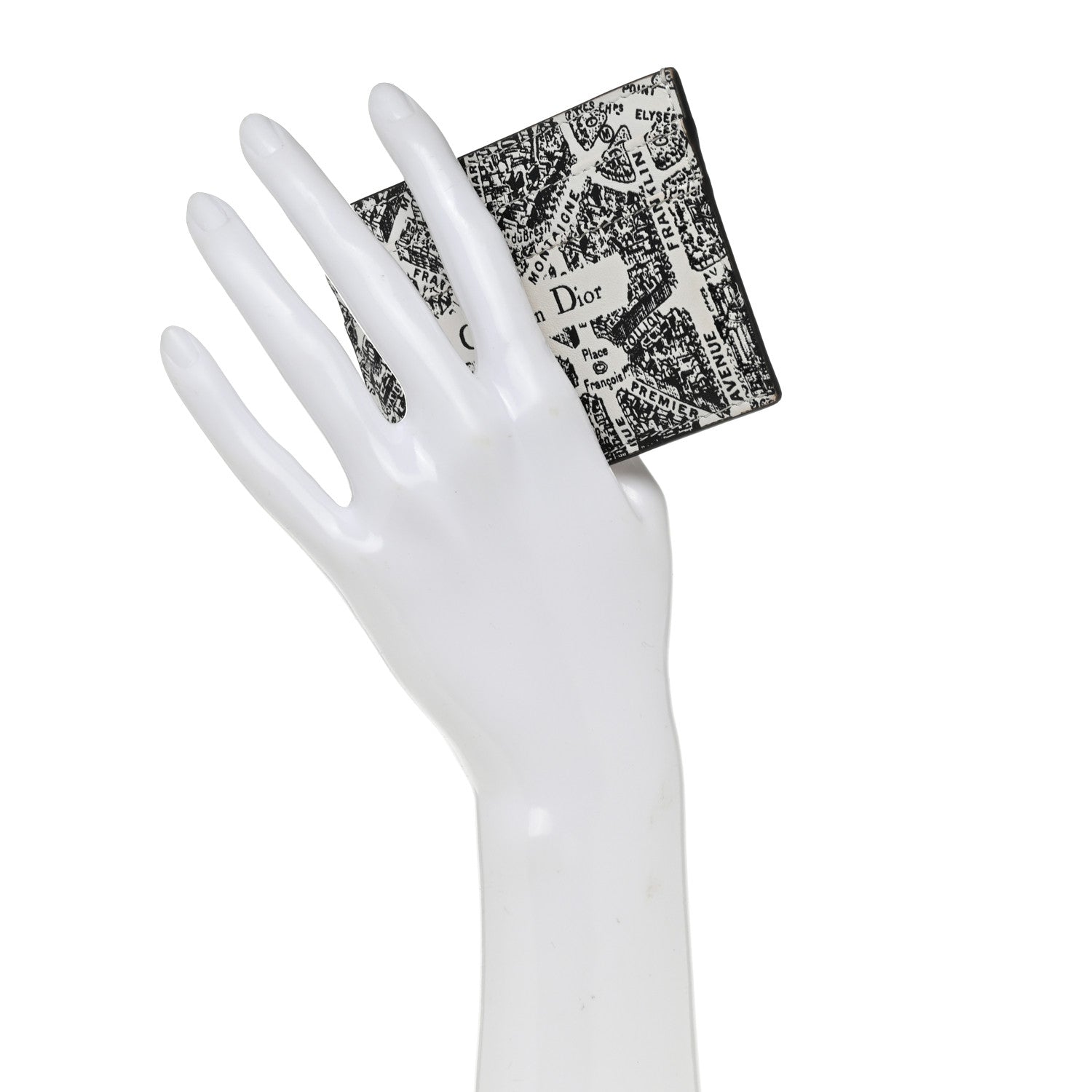 Christian Dior Calfskin Plan De Paris Print Card Holder White Black 2 of 9