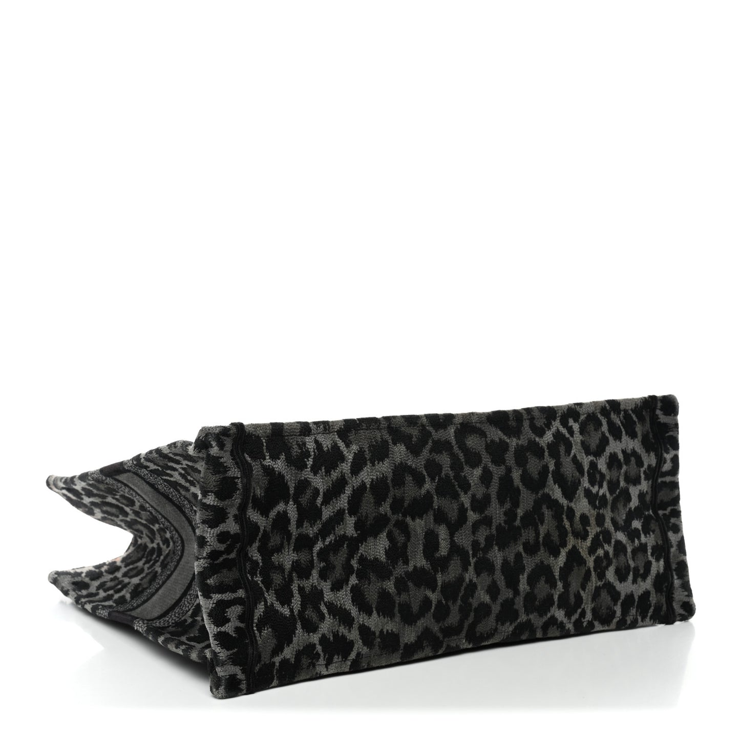 Canvas Mizza Embroidered Large Leopard Book Tote Grey