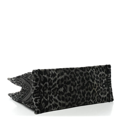 Christian Dior Canvas Mizza Embroidered Large Leopard Book Tote Grey 4 of 15