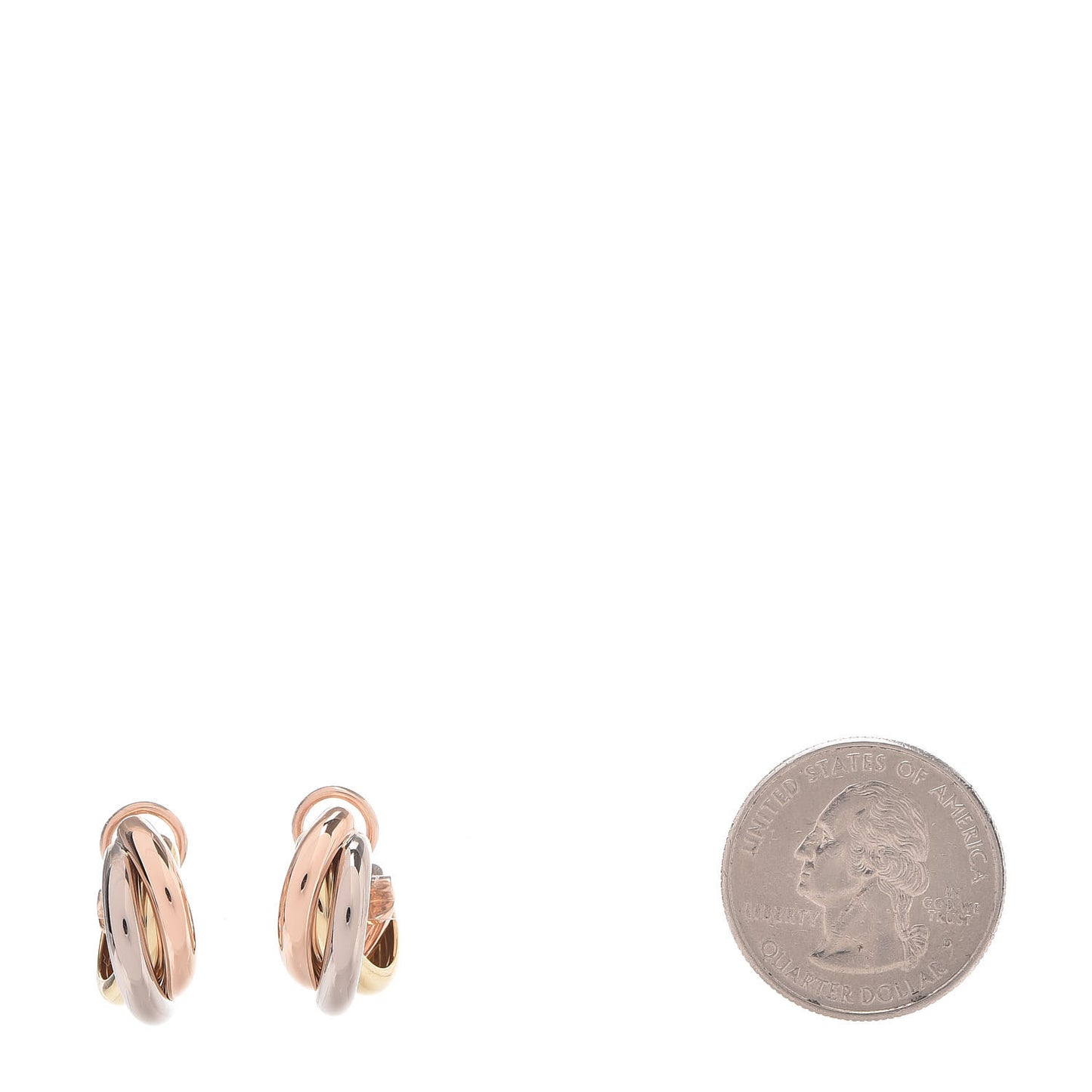 18K Pink Yellow White Gold Small Trinity Earrings