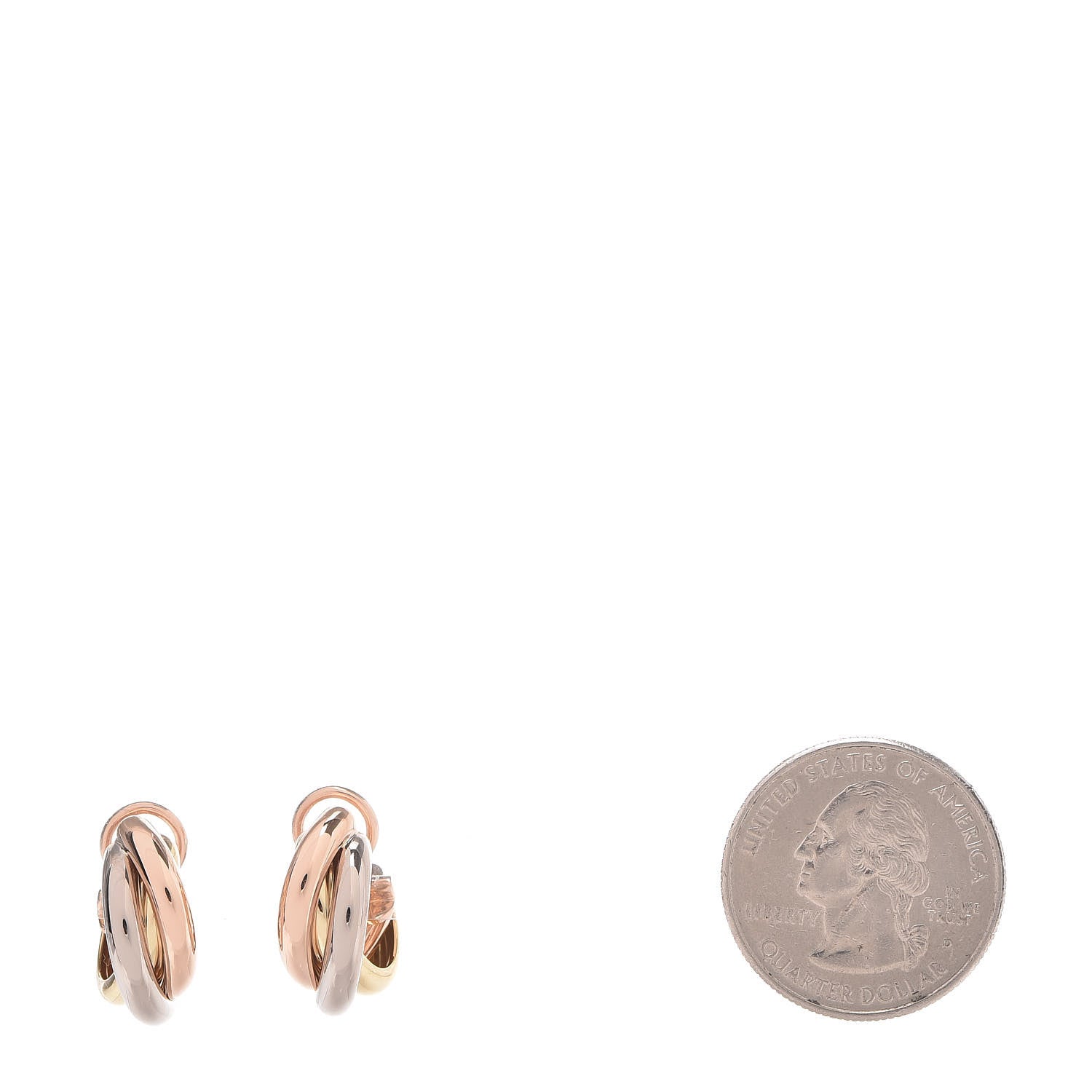 Cartier 18K Pink Yellow White Gold Small Trinity Earrings 2 of 5