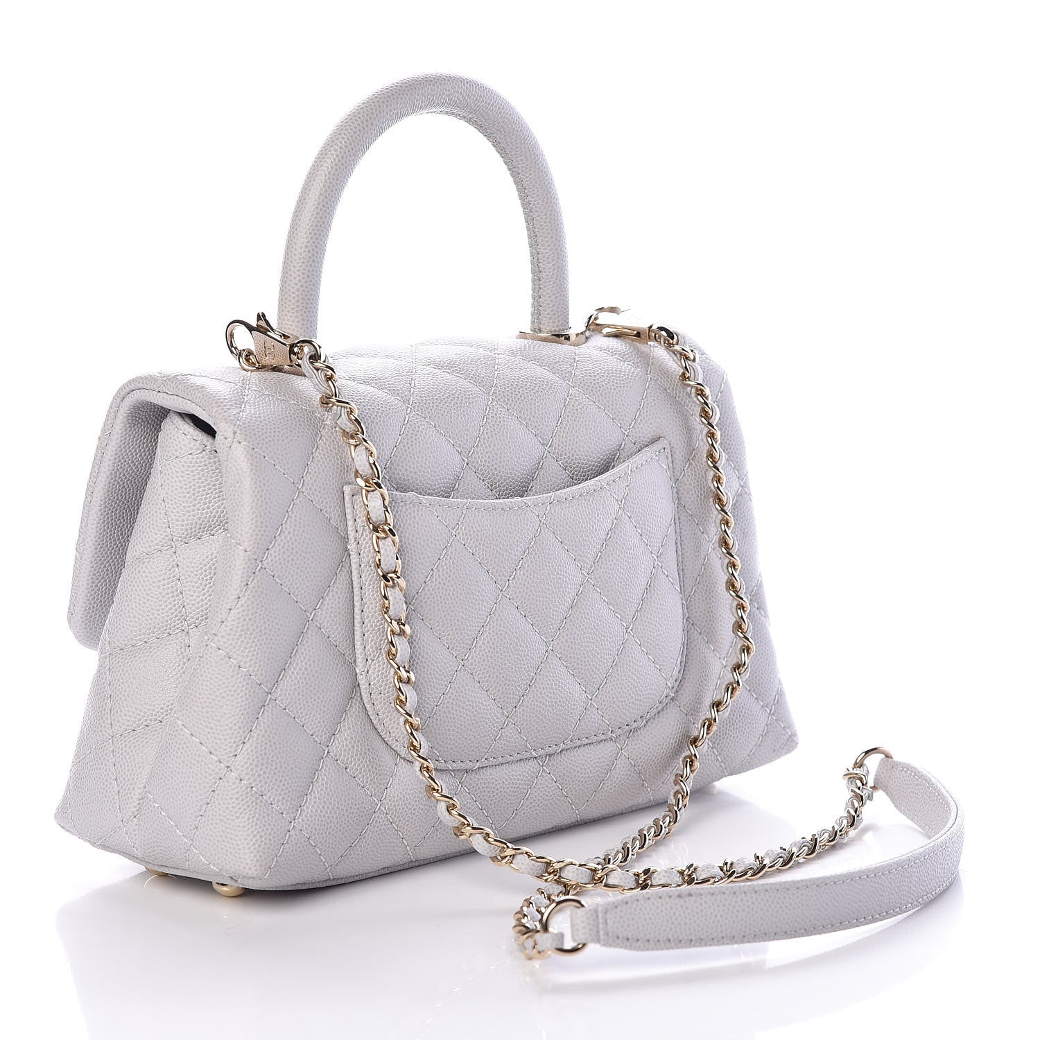 Chanel Caviar Quilted Mini Coco Handle Flap Light Grey 3 of 10