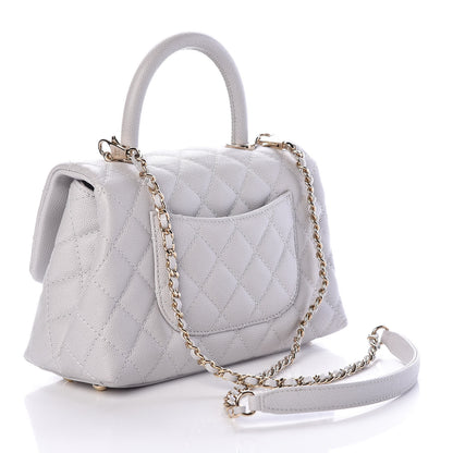 Chanel Caviar Quilted Mini Coco Handle Flap Light Grey 3 of 10