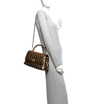 Chanel Metallic Caviar Quilted Small Coco Handle Flap Gold 2 of 13