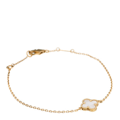 Van Cleef & Arpels 18K Yellow Gold Mother of Pearl Sweet Alhambra Bracelet 1 of 6