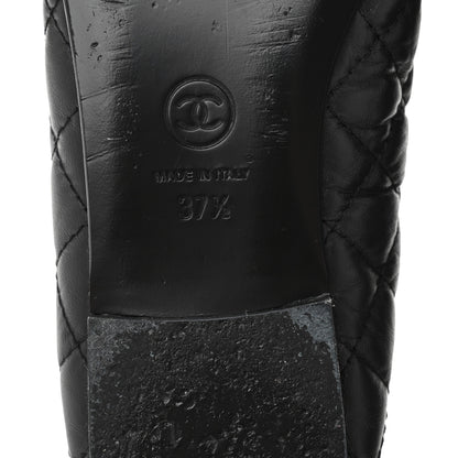 Chanel Aged Calfskin Quilted CC Cap Toe Ballerina Flats 37.5 Black 7 of 10