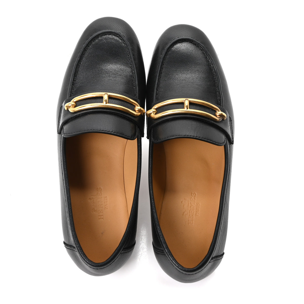 Hermes Calfskin Womens Colette Loafers 35 Black 4 of 19