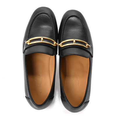 Hermes Calfskin Womens Colette Loafers 35 Black 4 of 19