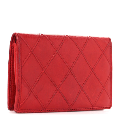 Chanel Lambskin Diamond Stitched Flap Card Case Red 3 of 11