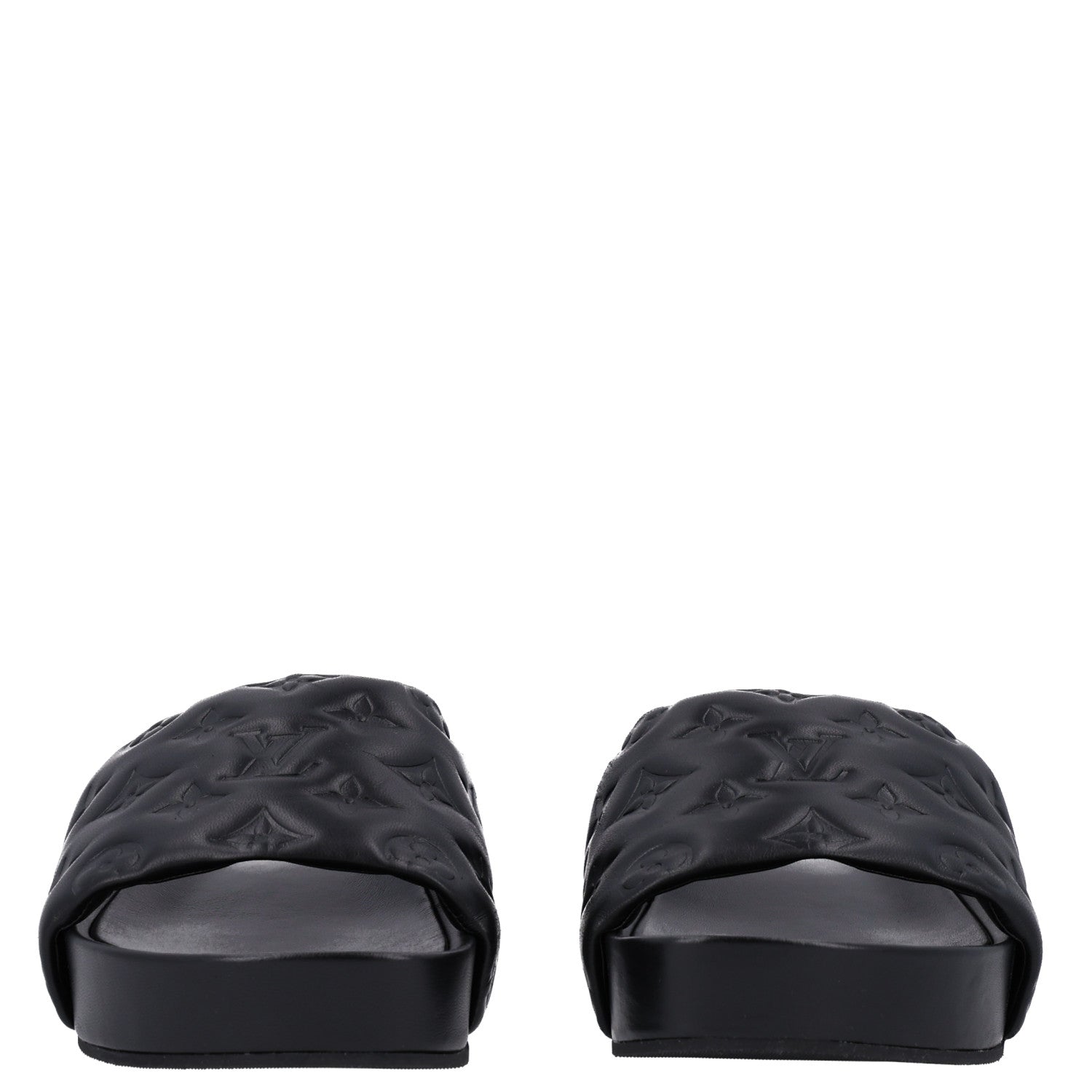 Louis Vuitton Lambskin Embossed Monogram Jumbo Flatform Mule Sandals 40 Black 3 of 10
