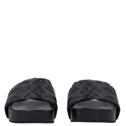 Louis Vuitton Lambskin Embossed Monogram Jumbo Flatform Mule Sandals 40 Black 3 of 10