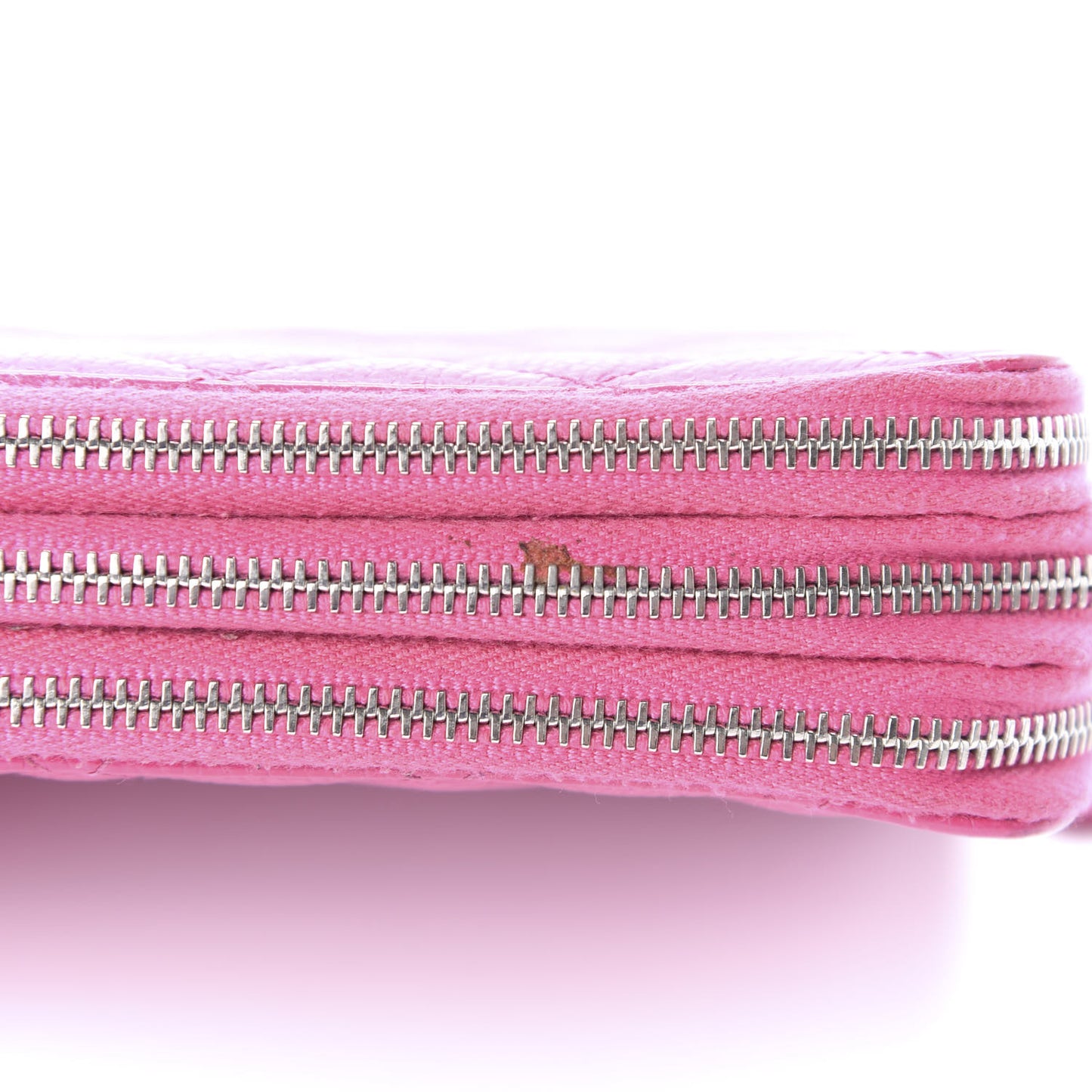 Caviar Quilted Triple Zipper Wallet Pink