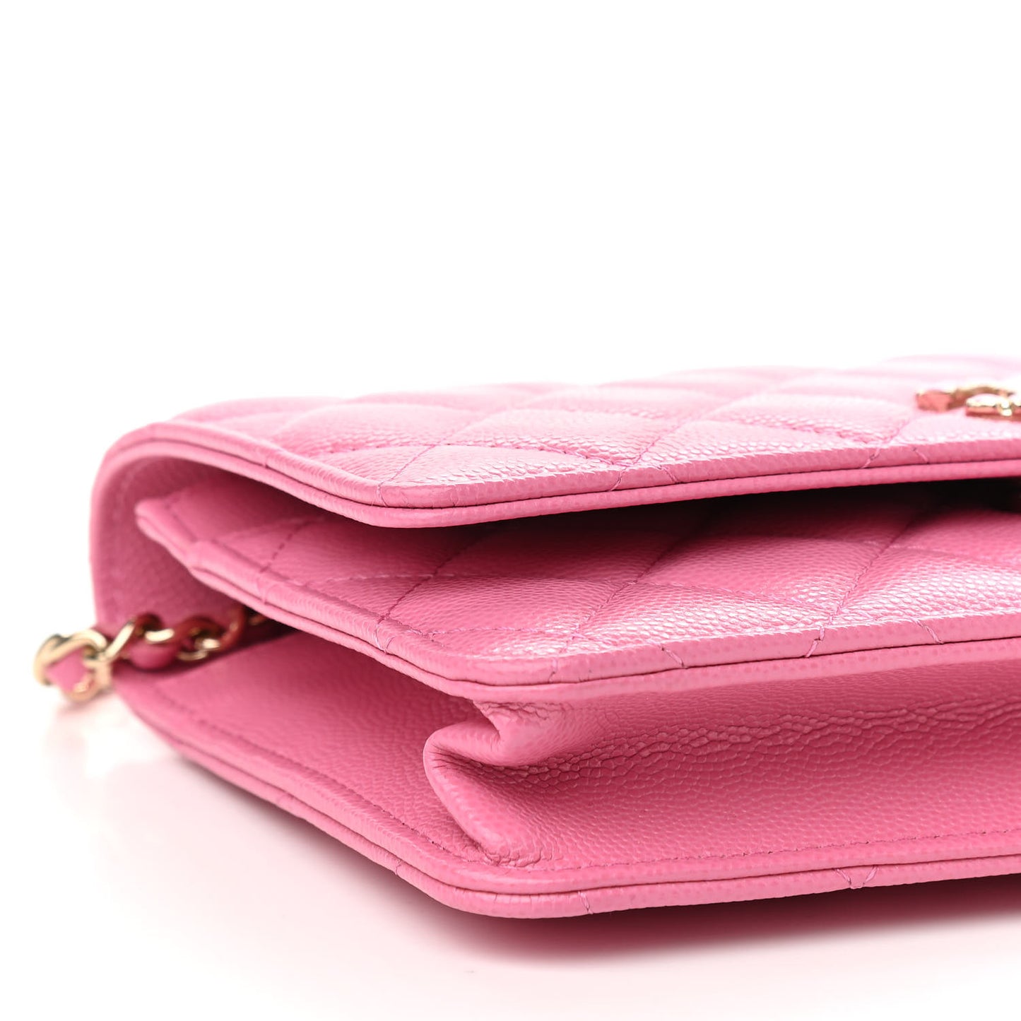 Caviar Quilted Glass Wallet On Chain WOC Pink