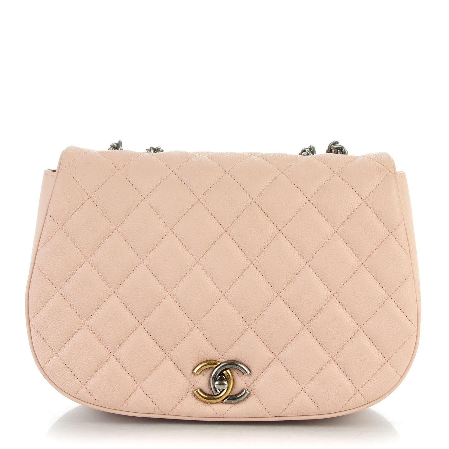 Caviar Quilted Casual Pocket Messenger Flap Light Pink