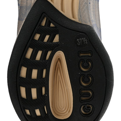 Gucci Ultralight Plume Calfskin Monogram Printed Womens Gucci Run Sneakers 37.5 Beige Blue 7 of 10