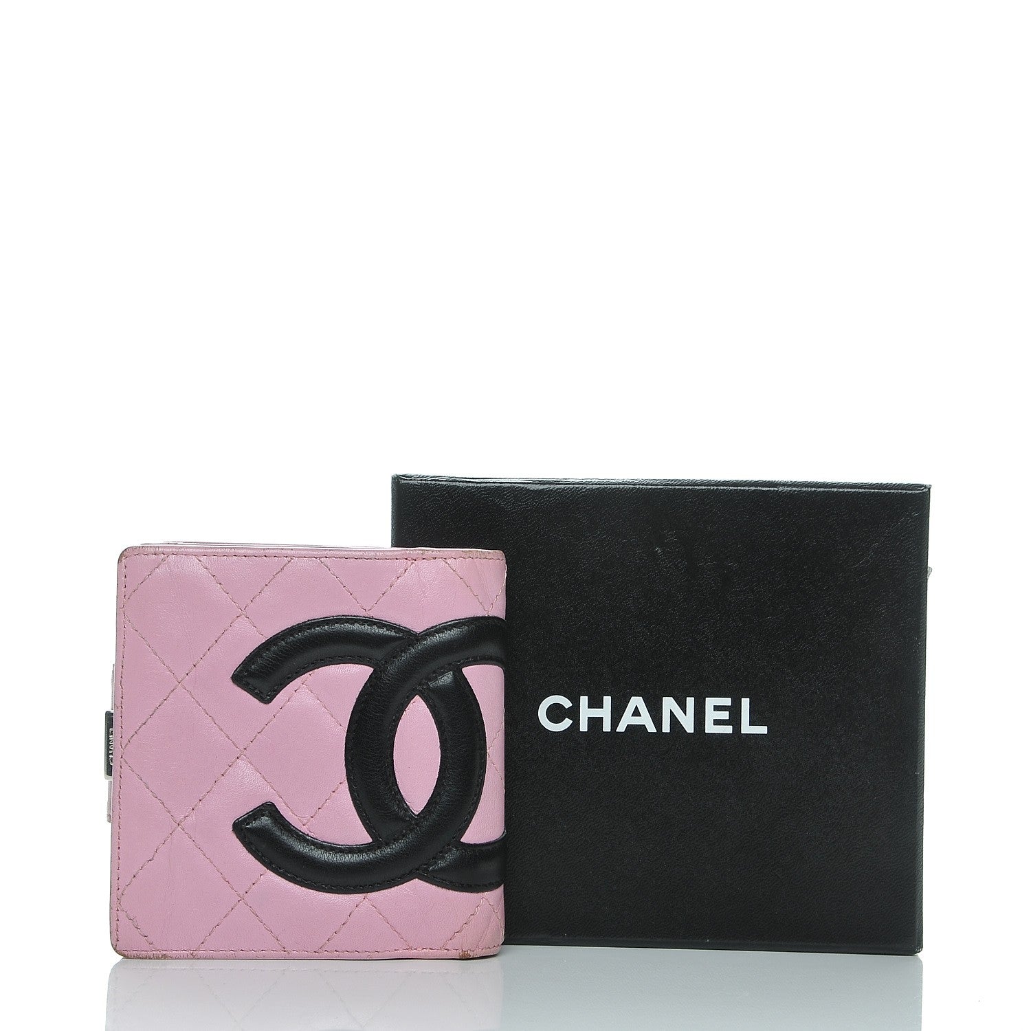 Chanel Calfskin Quilted Cambon Bi-Fold Wallet Pink Black 11 of 11