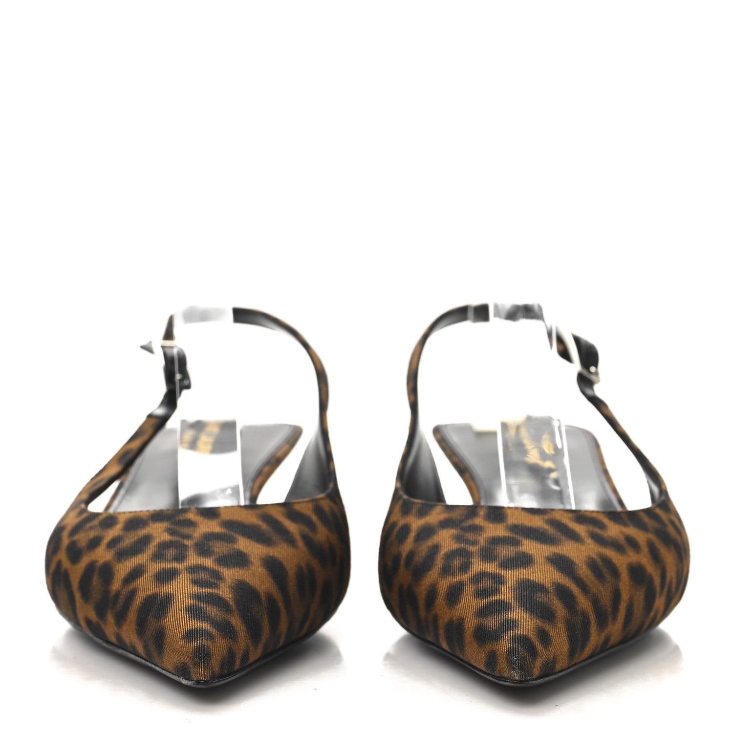 Saint Laurent Canvas Leopard Print Quadria 30 Slingback Pumps 39.5 Manto Naturale 3 of 10