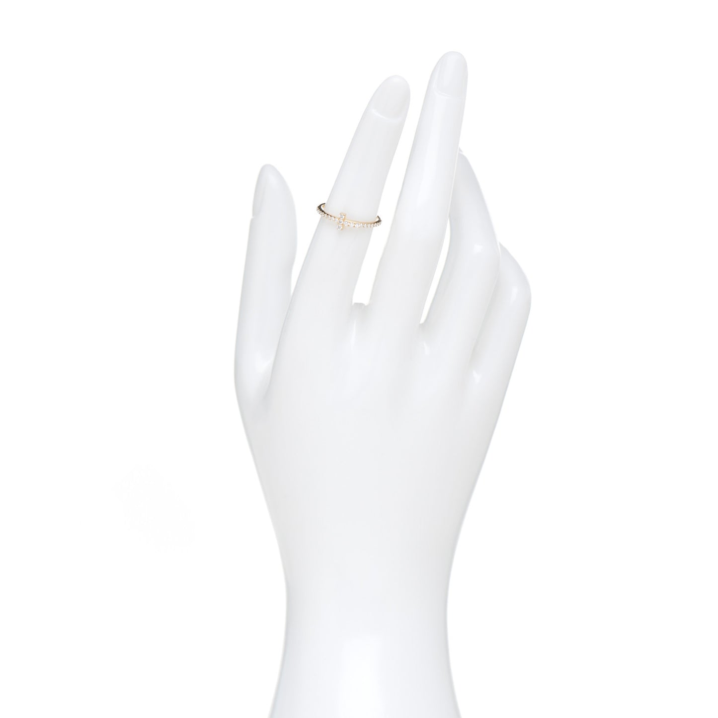 18K Yellow Gold Diamond T Wire Pave Ring 49 5