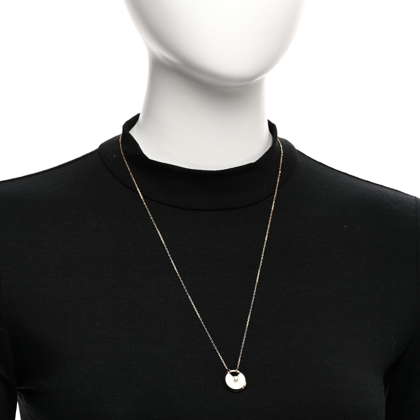 18K Yellow Gold Diamond Mother of Pearl SM Amulette de Cartier Pendant Necklace