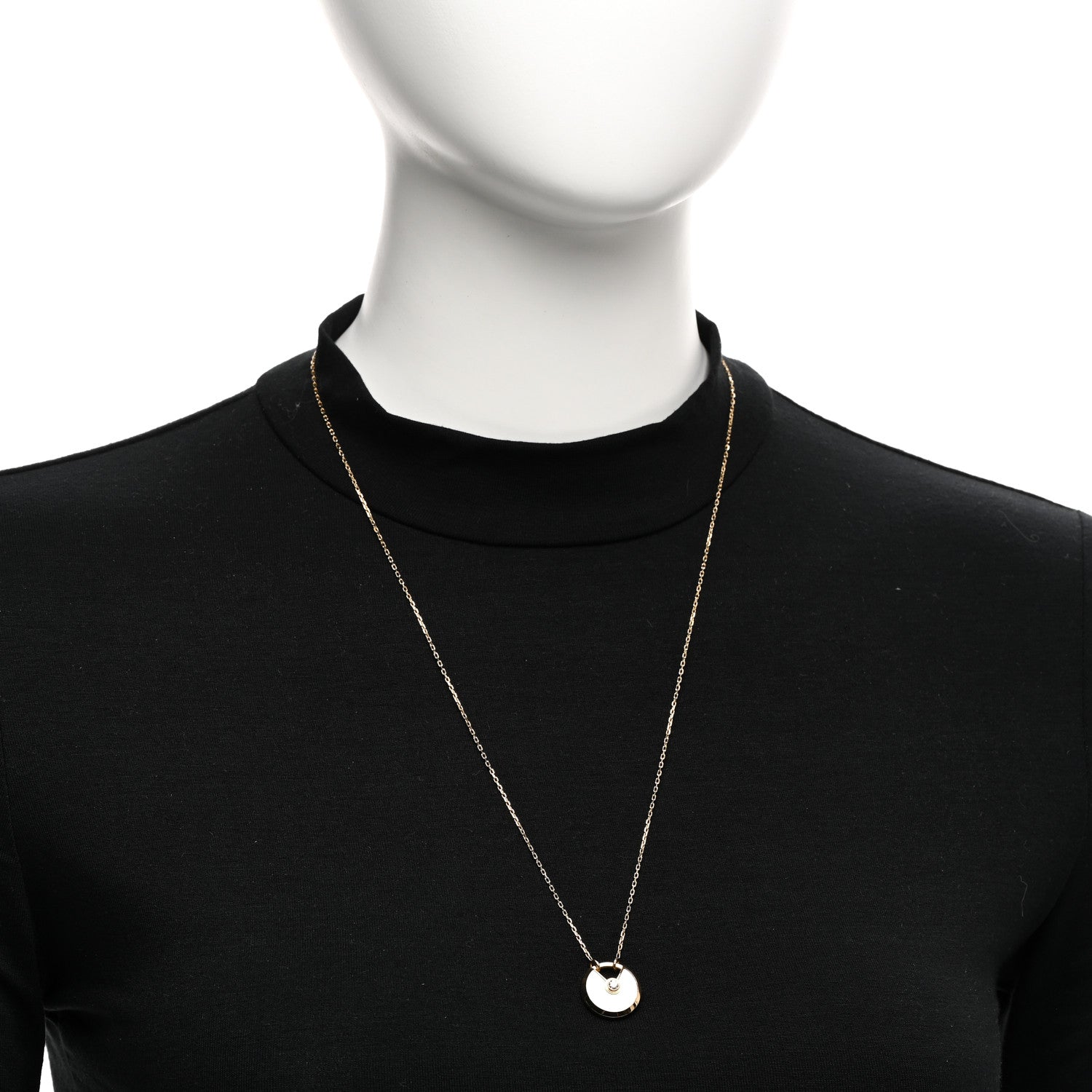 Cartier 18K Yellow Gold Diamond Mother of Pearl SM Amulette de Cartier Pendant Necklace 2 of 4
