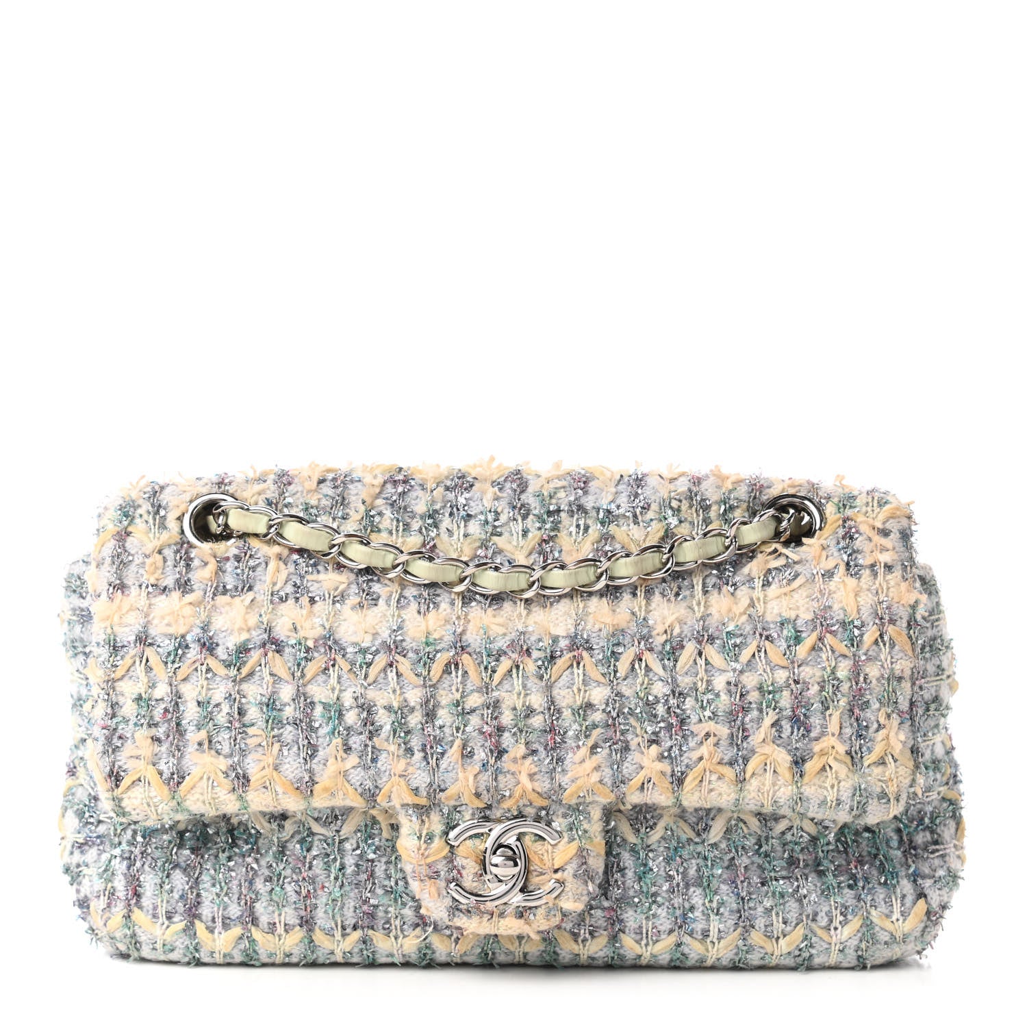 Chanel Tweed Quilted Medium Single Flap Blue Multicolor 1 of 10