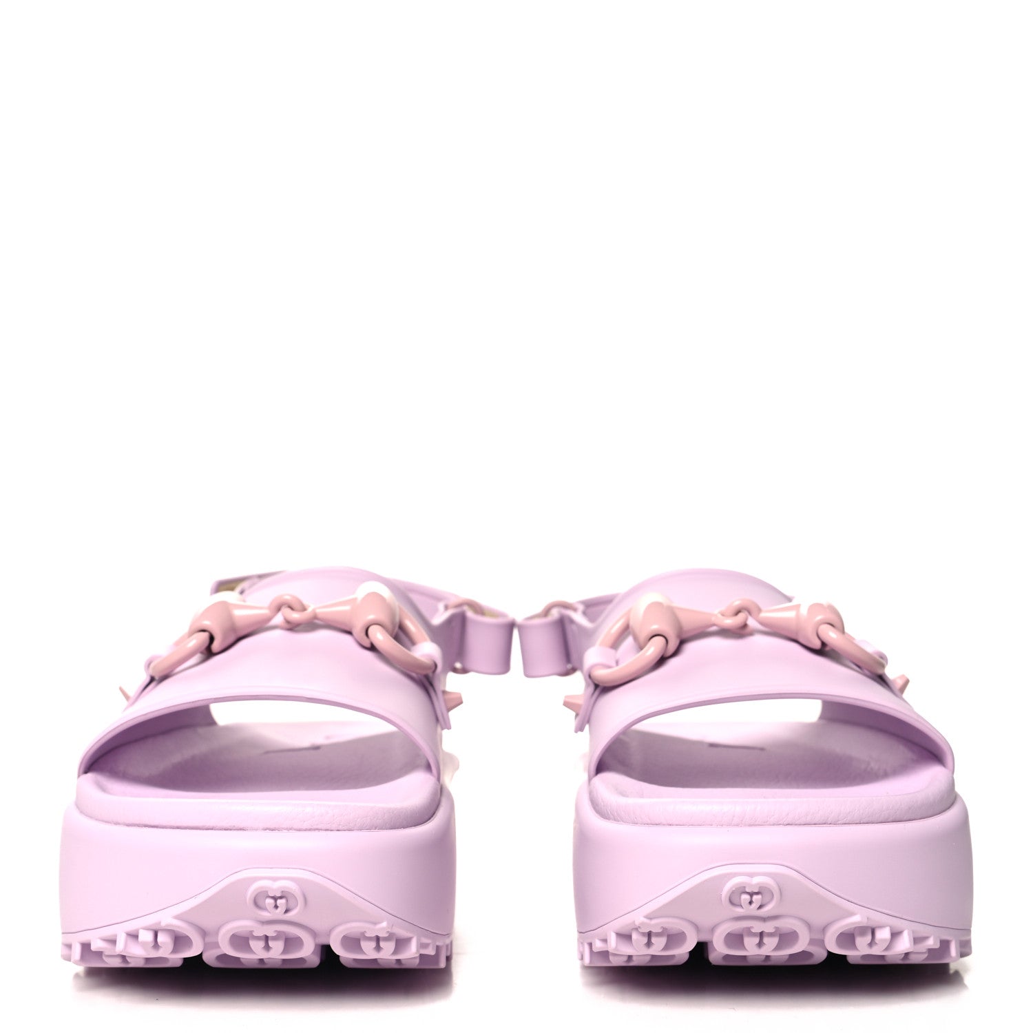 Gucci Soft Rubber Horsebit Touch Womens Strapped Sandals 37 Talc Pink 3 of 10