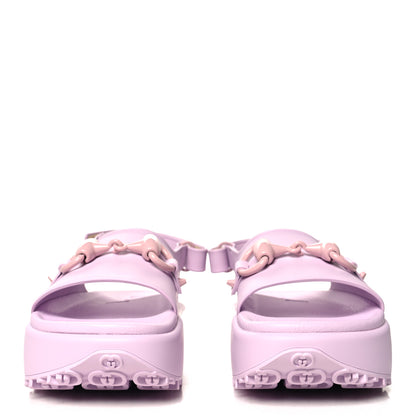 Gucci Soft Rubber Horsebit Touch Womens Strapped Sandals 37 Talc Pink 3 of 10