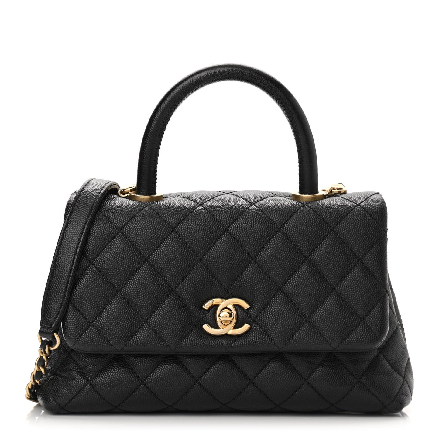 Caviar Quilted Mini Coco Handle Flap Black