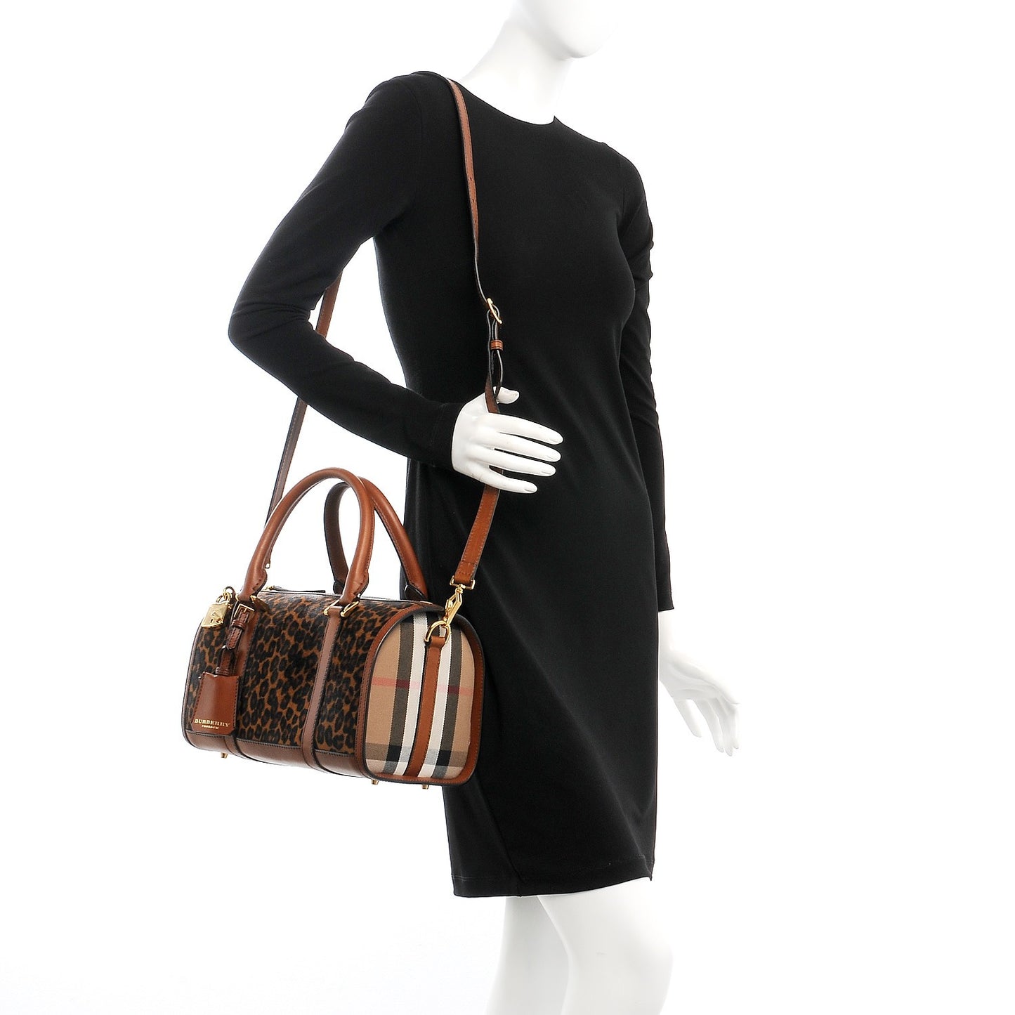 Leopard Ponyskin House Check Calfskin Boston Tan