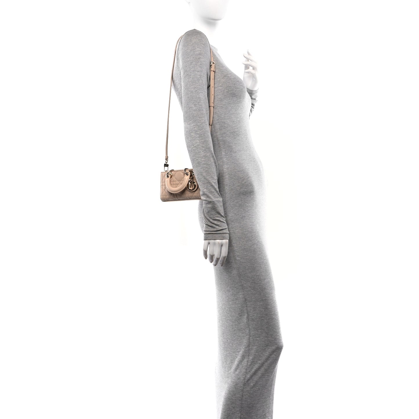 Lambskin Cannage Micro Lady D-Joy Sand Rose