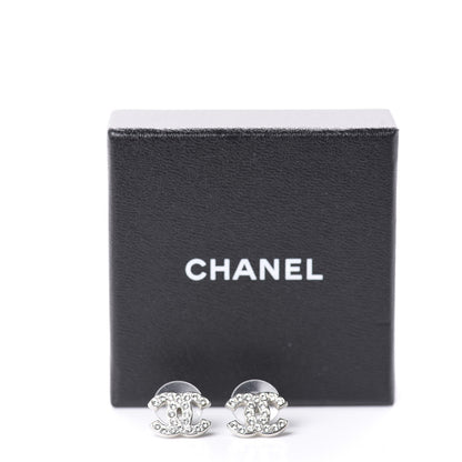 Chanel Crystal Timeless CC Earrings Silver 5 of 5