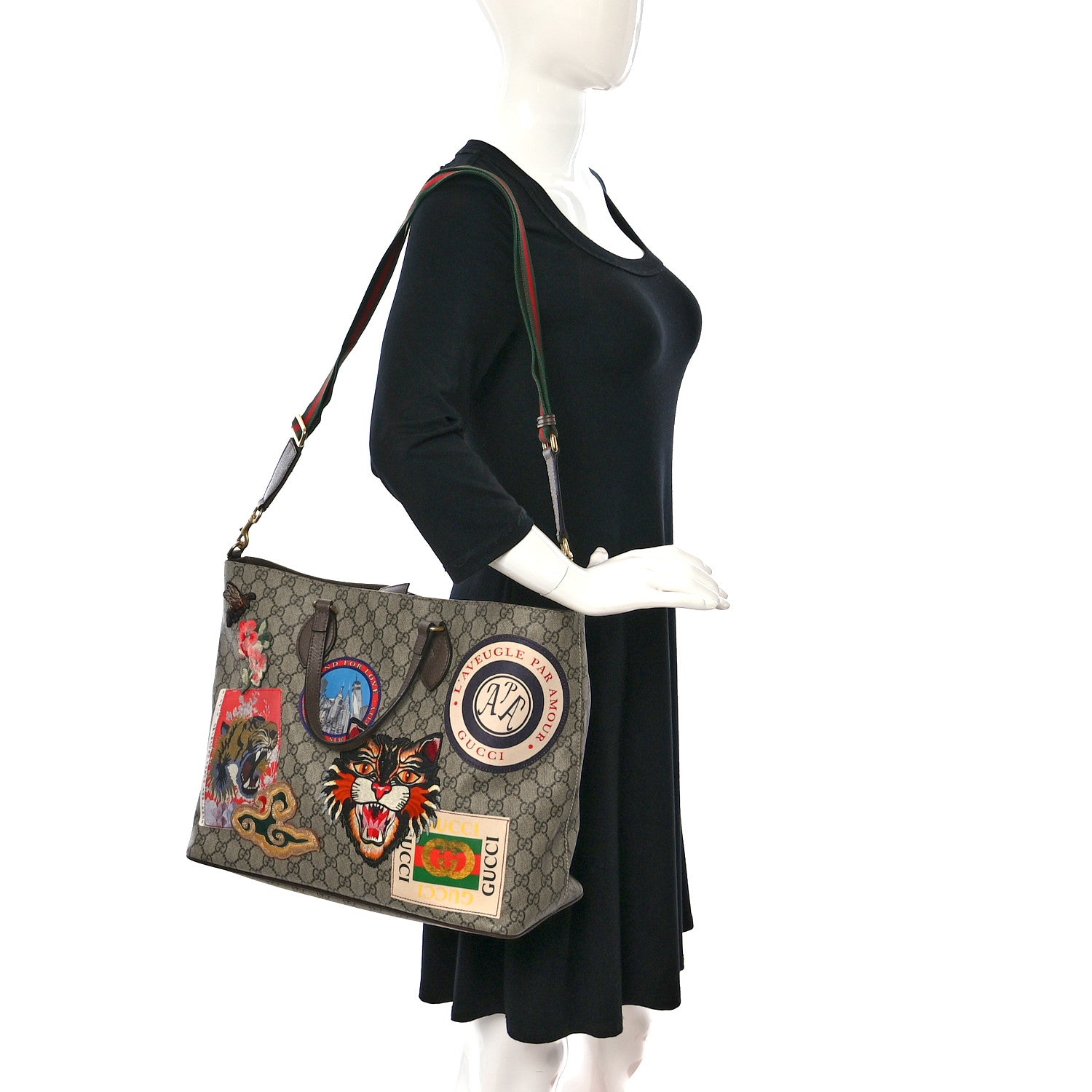 Gucci Soft GG Supreme Monogram Courrier Medium Crossbody Tote Beige New Acero 2 of 10