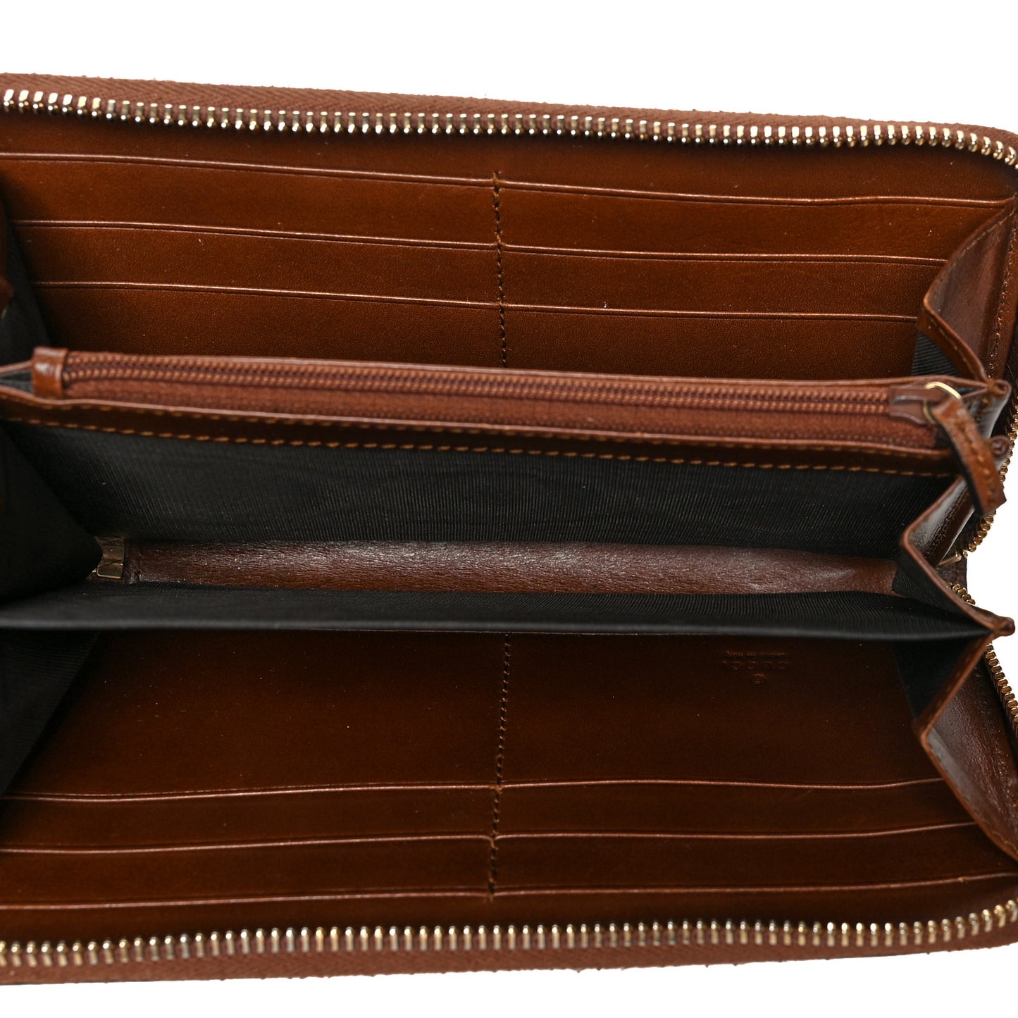 GG Supreme Monogram Cuoio Toscano Zip Around Wallet Beige Ebony Cuir