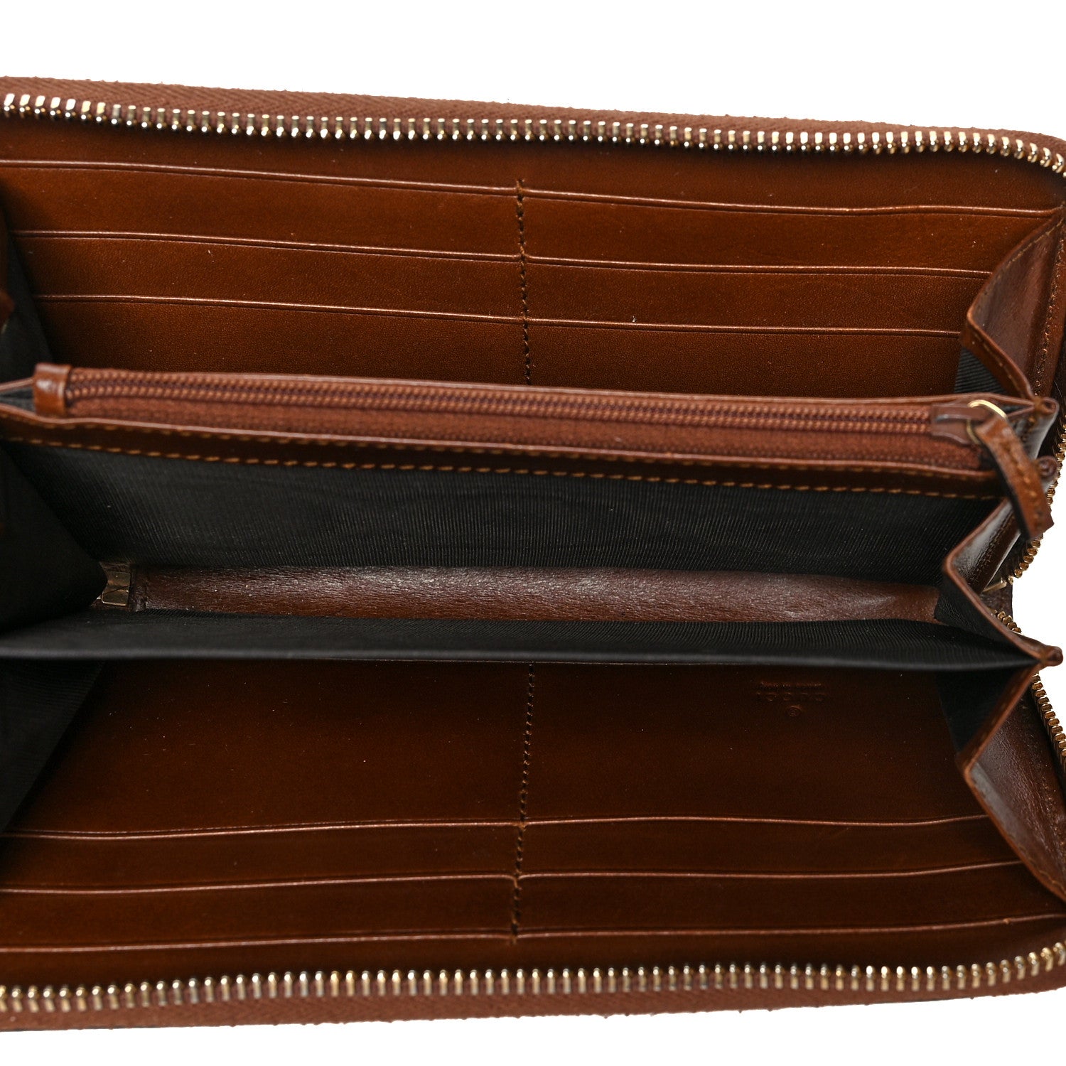 Gucci GG Supreme Monogram Cuoio Toscano Zip Around Wallet Beige Ebony Cuir 5 of 7
