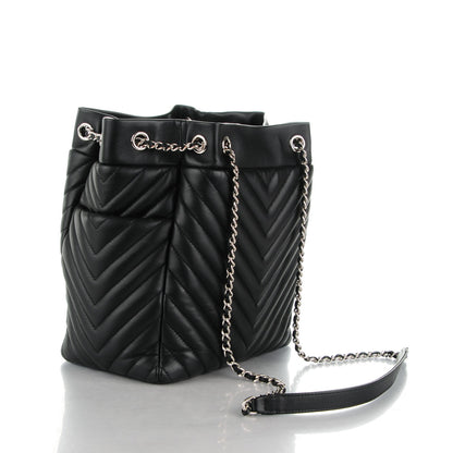 Chanel Lambskin Chevron Small Urban Spirit Drawstring Bag Black 3 of 7