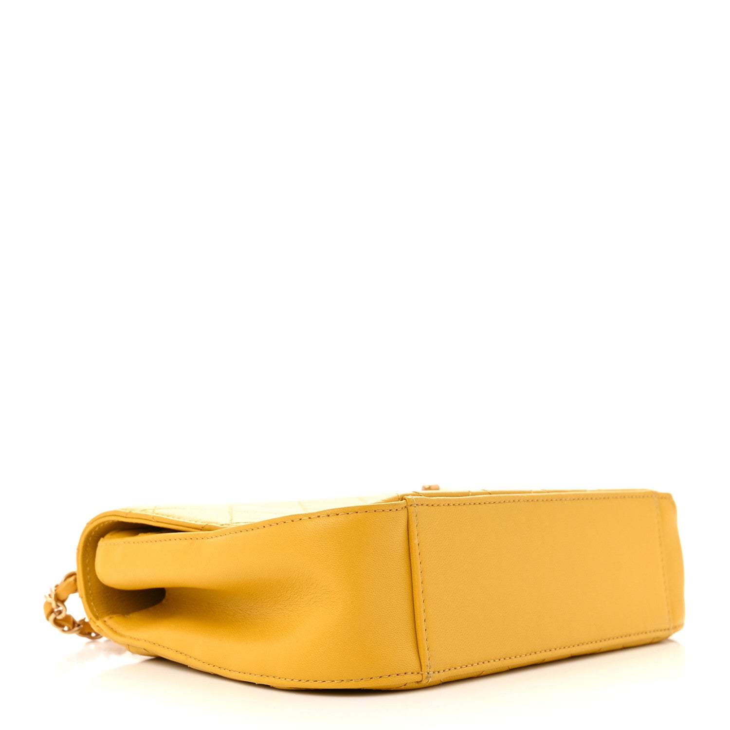 Chanel Lambskin Quilted Chain Infinity Top Handle Flap Yellow 4 of 12